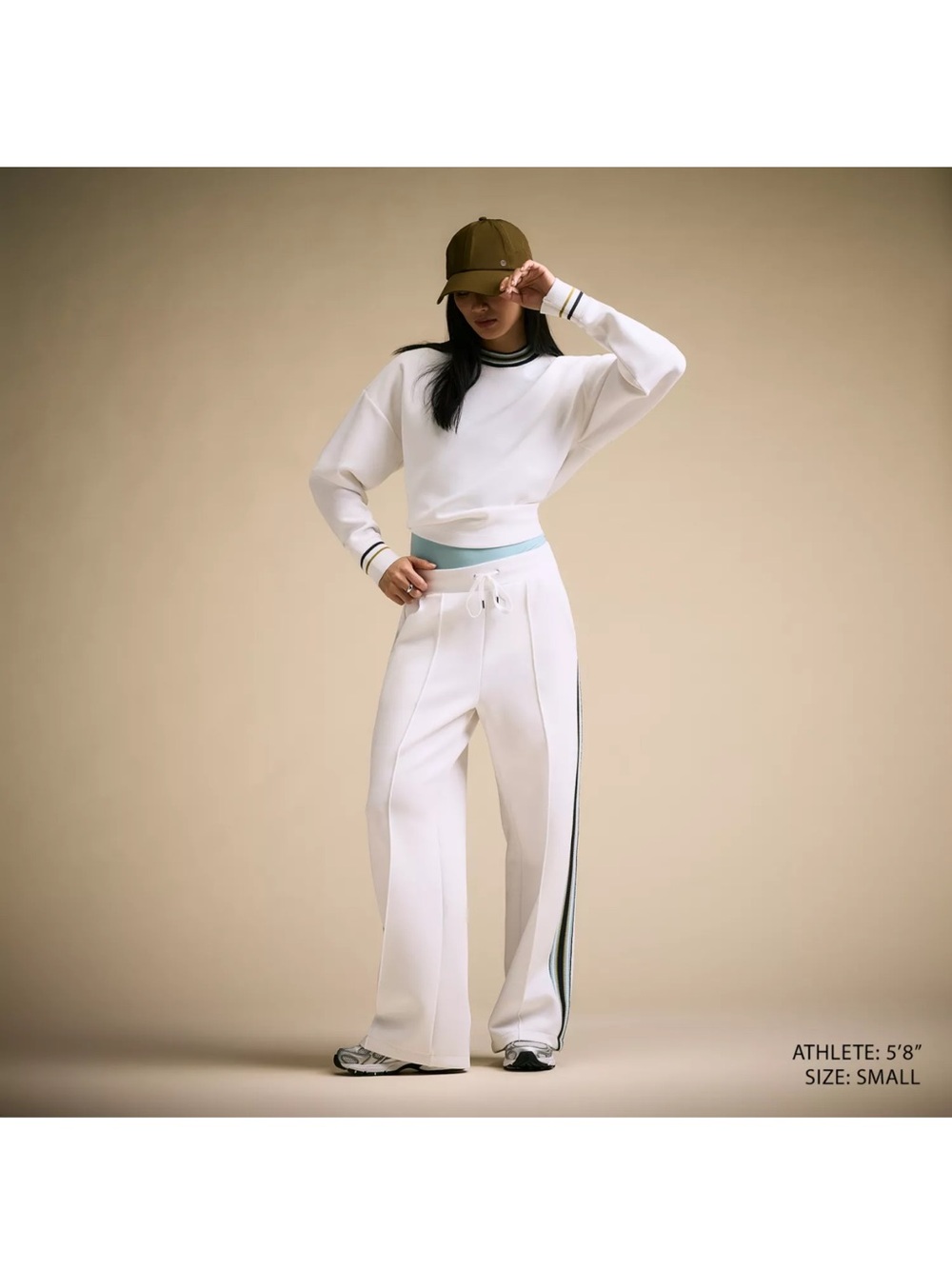 CALIA Women's Soft Scuba Side Striped Pant & Matching Pullover in Pure White